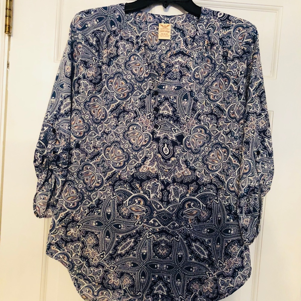 Blue Aztec blouse